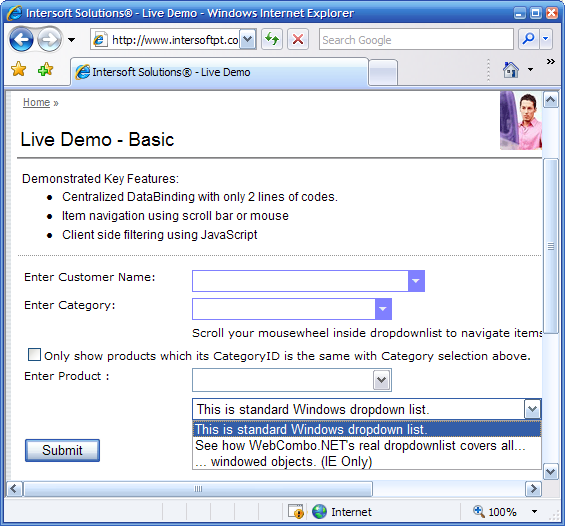 Traditional ASP.NET DropDownList Result Box Window