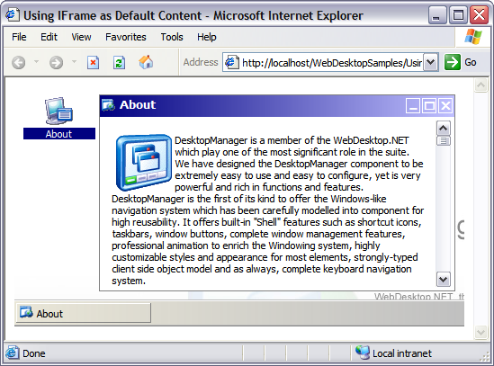 Using IFrame as Default Content