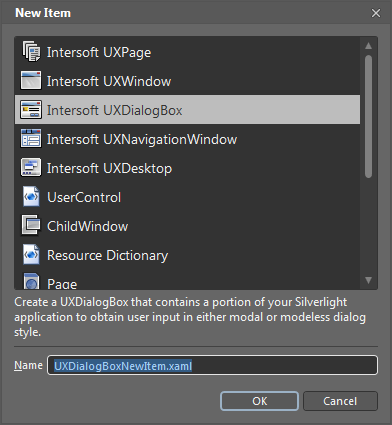 Add UXDialogBox as New Item